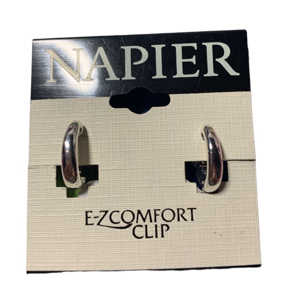 Napier Womens Small Oval Hoop Silver Tone Rihanna Style Earrings Christmas Gift